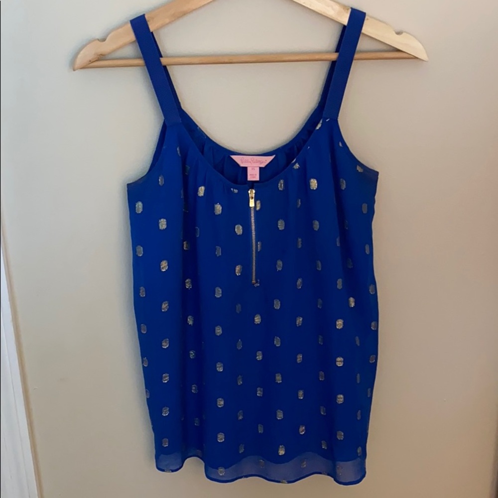 Lilly Pulitzer Silk Chevonne Pop the Bubbly Top XS